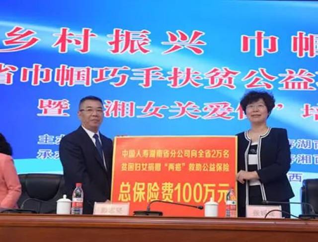 中国人寿湖南省分公司向全省2万名贫困妇女捐赠"两癌"救助公益保险总