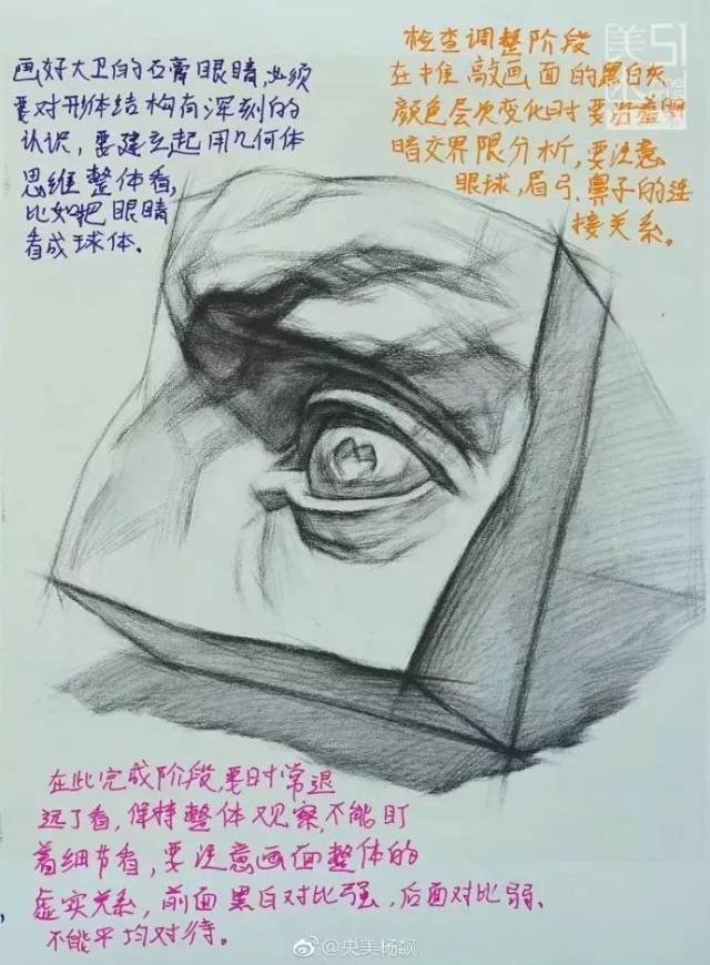 素描石膏像:五官单体详细画法及分析!