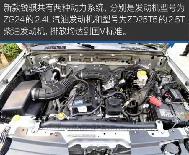 新款锐骐发动机参数 发动机型号 zg24 zd25t5 排量(l) 2.4 2.