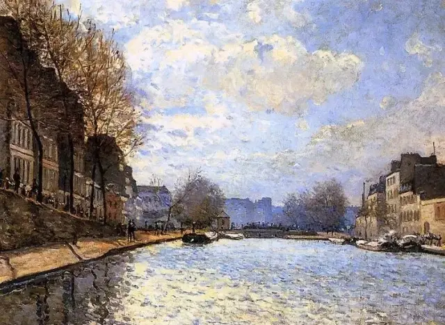 阿尔弗莱德·西斯莱《the loing canal at moret 在莫奈,雷诺阿等人