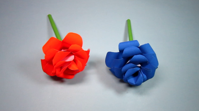 简单又漂亮的玫瑰花折纸,纸花的折法,diy手工制作玫瑰视频教程.