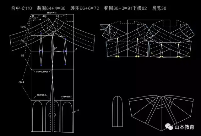 服装打版裁剪缝制-x肩褶皱包臀鱼尾裙