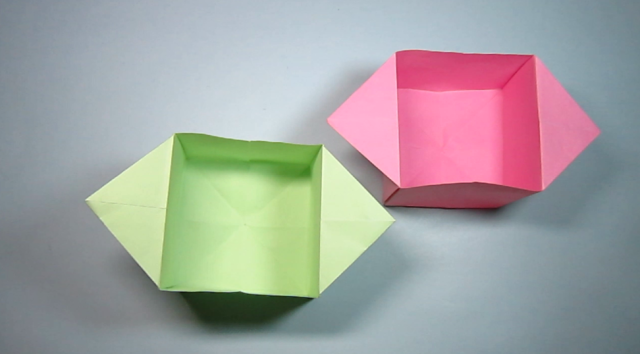 一张长方形纸折出的漂亮收纳盒,简单的折纸盒子,diy手工制作