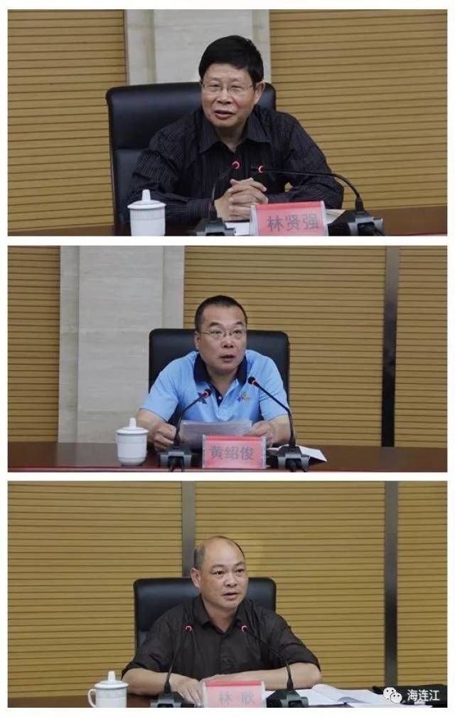 县委宣传部副部长林贤强,副部长,文明办主任黄绍俊,副部长林耿分别