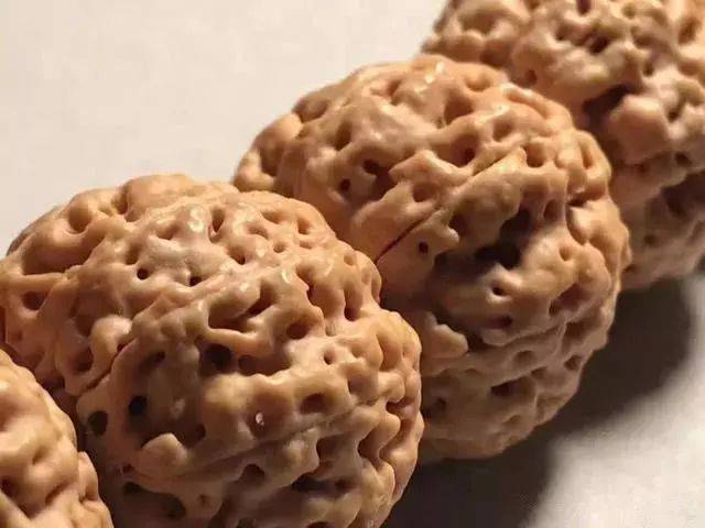 七瓣和八瓣的两种规格, 呈尼泊尔金刚菩提的皮色, 蜂窝呈落地红的