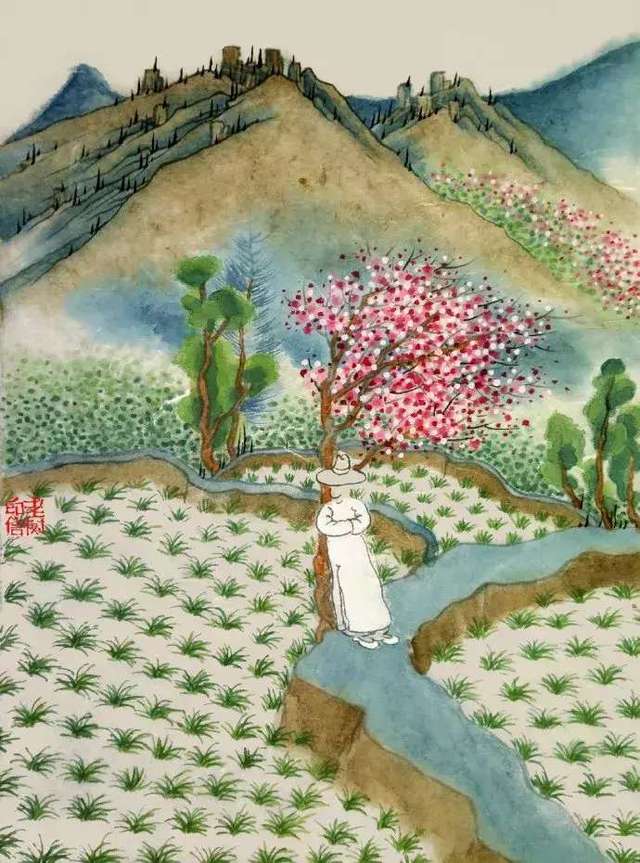 老树画画:春风已经吹起,花儿开在眼前,周末郊野踏青,享受片刻清闲