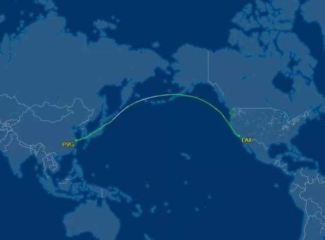 2018年1月23日,美联航ua199航班(上海—洛杉矶)实际飞行路线图