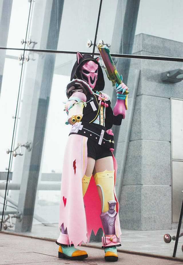 《守望先锋》死神粉色猫娘COS 丝袜猫耳女性
