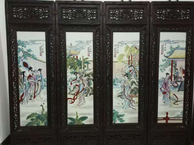 精品赏析—王大凡十二金钗人物瓷板画四条屏
