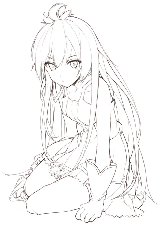 超甜美日漫美少女线稿临摹素材