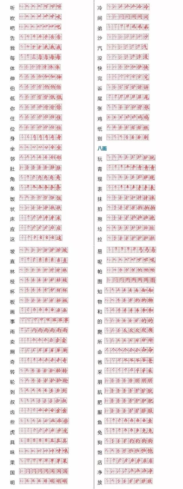 小学语文常用560个生字笔画笔顺表,建议家长收藏