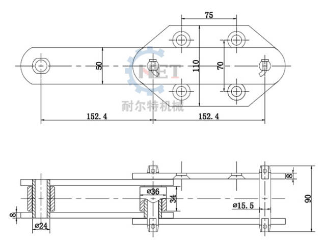 ne50提升机链条图纸参数尺寸