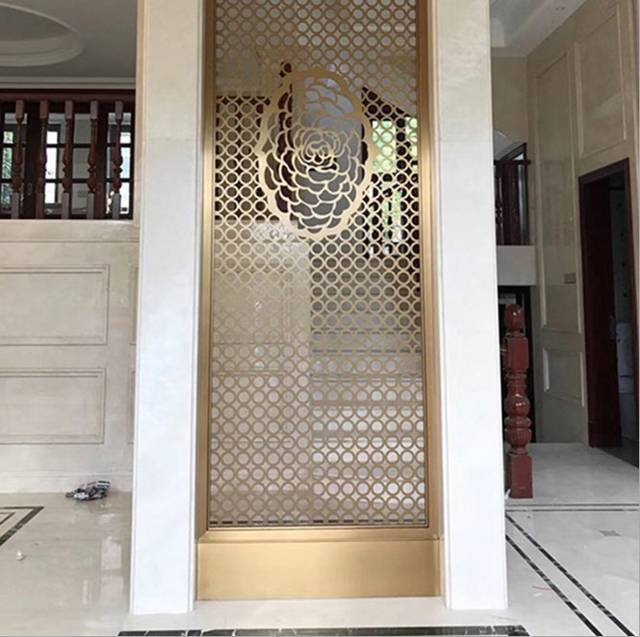 纸杯不锈钢板实物激光屏风模具分享镀铜精品图片