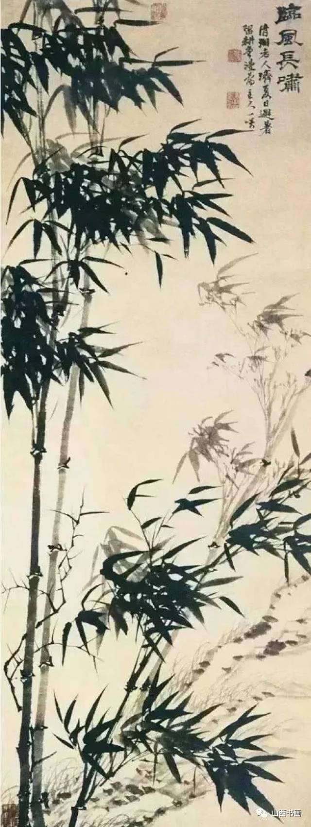 明夏昶清风劲节图 明代的夏昶(1388—1470年),善画墨竹,他的墨竹"时