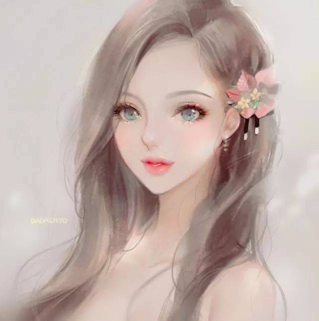 每日绘画欣赏:唯美柔和的女生头像