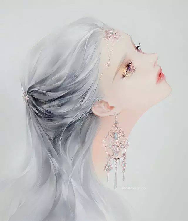 每日绘画欣赏:唯美柔和的女生头像