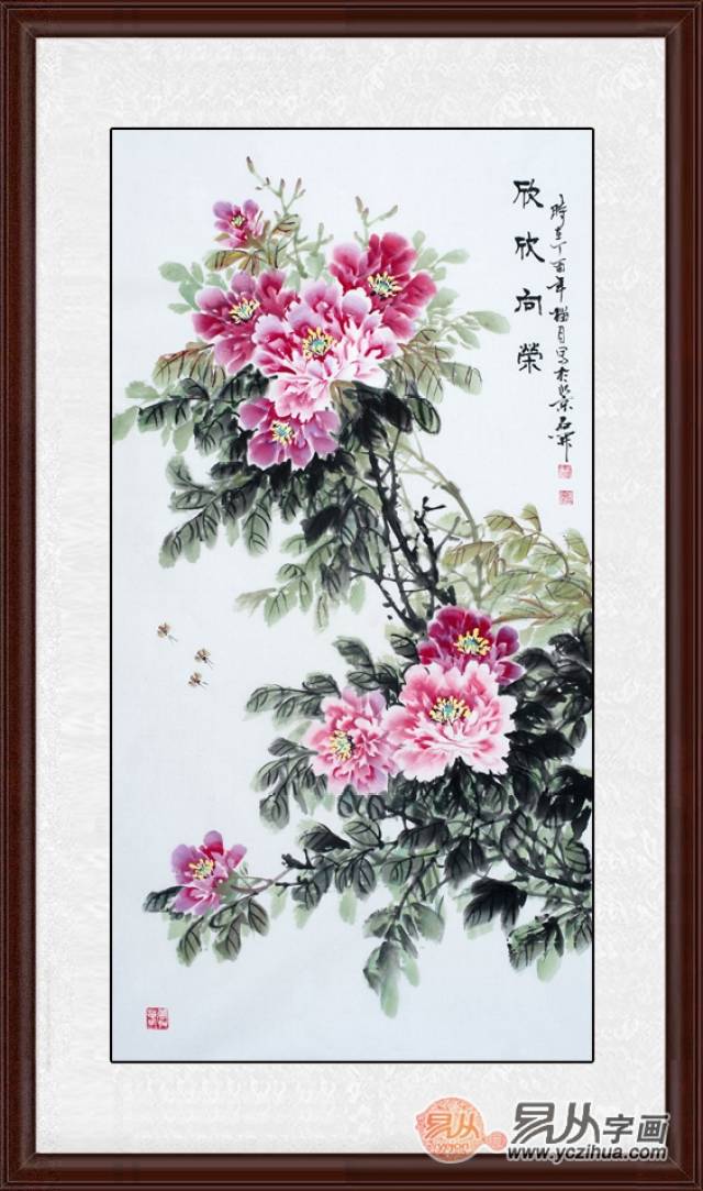 玄关花鸟挂画欣赏一:花开富贵牡丹图