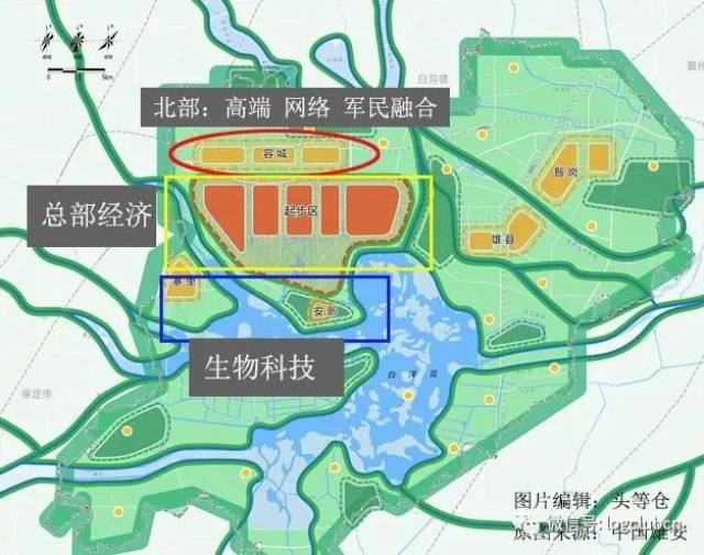 "五辅"即雄县,容城,安新县城及寨里,昝岗五个外围组团.