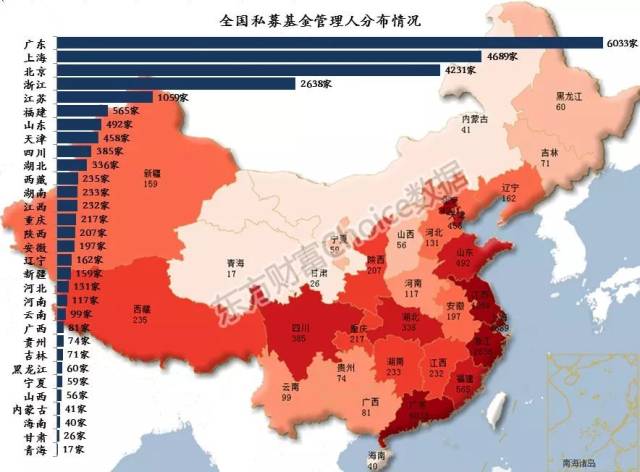 私募管理基金数量分布情况 截至3月底,全国私募管理基金总数为71040只