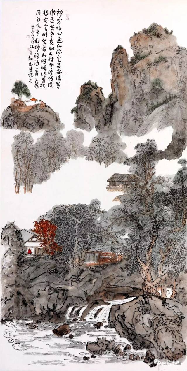 (作品名称:禅意山水画,作品尺寸:68-137cm) 佛教艺术绘画
