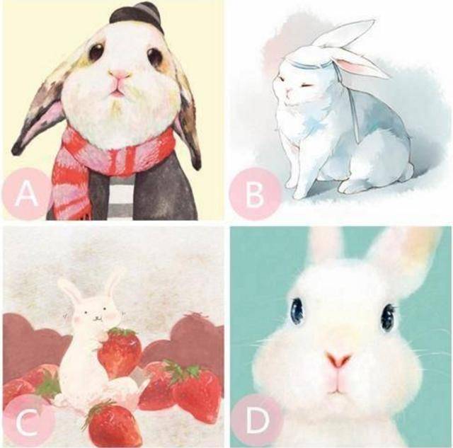 心理测试:4只玉兔选一只,测今生你注定拥有什么?