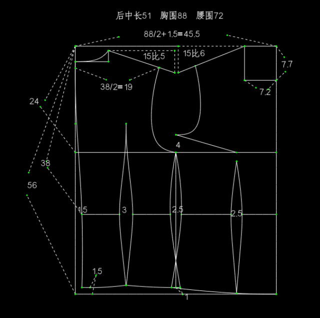 露肩衬衣领合体女上衣服装打版制图