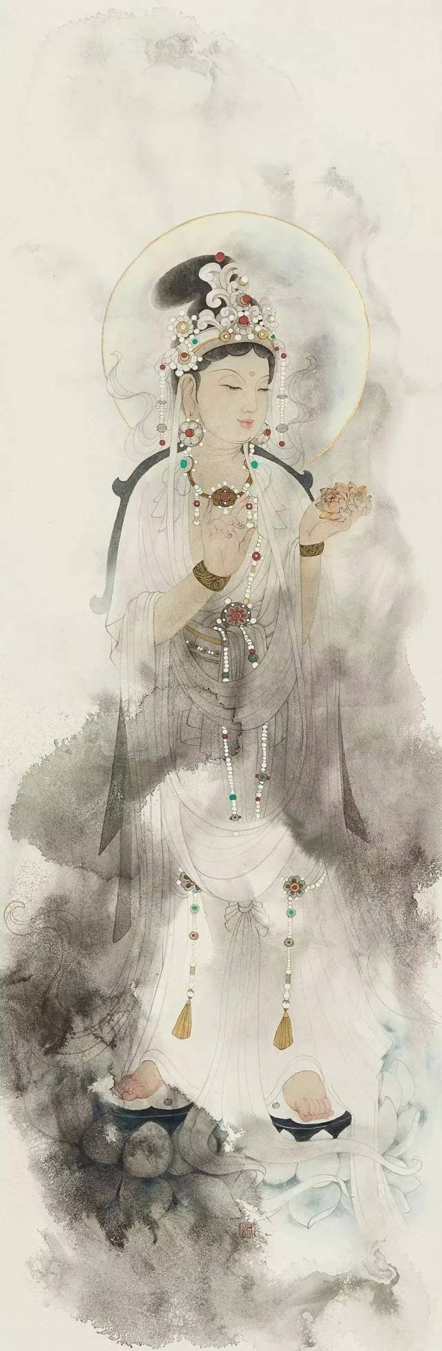 她的《叶落长安》热播全国!她的佛像,莲花惊艳画坛!图片