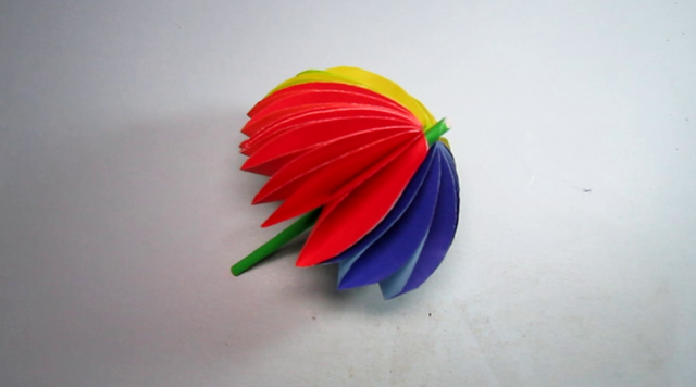 简单的手工折纸彩虹伞,看一遍就能学会漂亮小雨伞的折法,diy手工制作