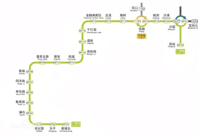 地铁2号线规划线路图 图片来源:网络 按照规划,1号线一共6座换乘站,与