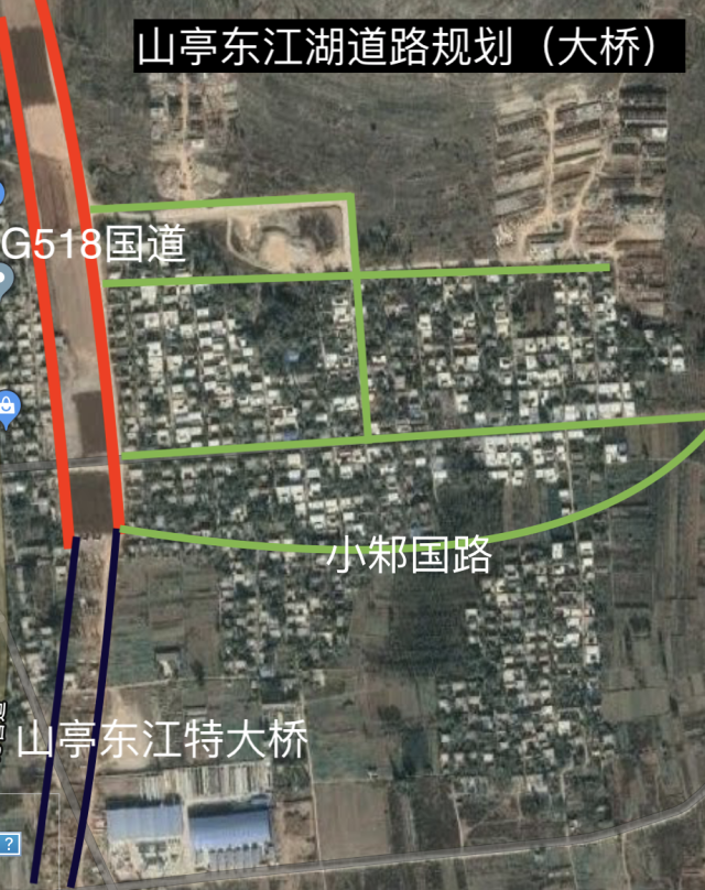 2018年枣庄山亭规划新建和续建道路卫星图(含枣庄机场