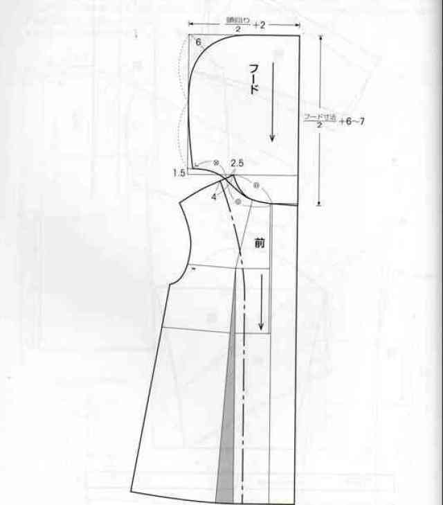 服装打版-连帽女大衣打版裁剪制图
