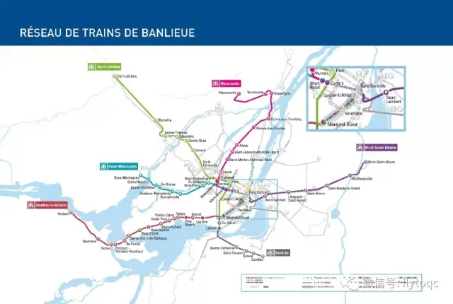 montreal通勤火车线路图