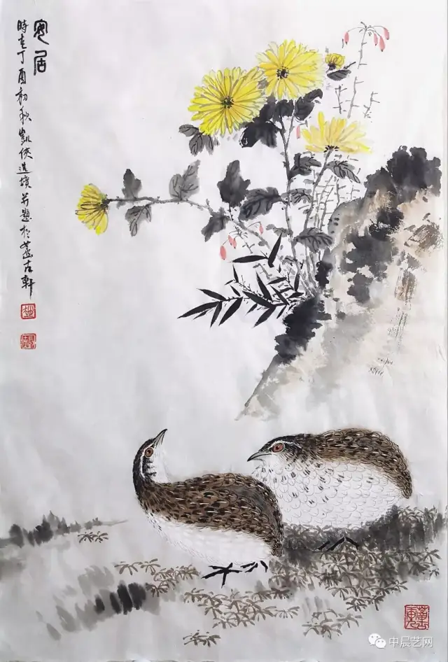 观青年花鸟画家赵凯侠的作品, 有一种清逸,灵动的感觉.