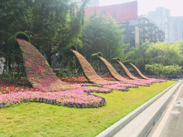 采取模纹花带,花境,增加色叶,开花植物等多种方式,先后在街旁绿带