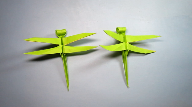 简单的手工折纸小动物蜻蜓,看一遍就能学会蜻蜓的折法