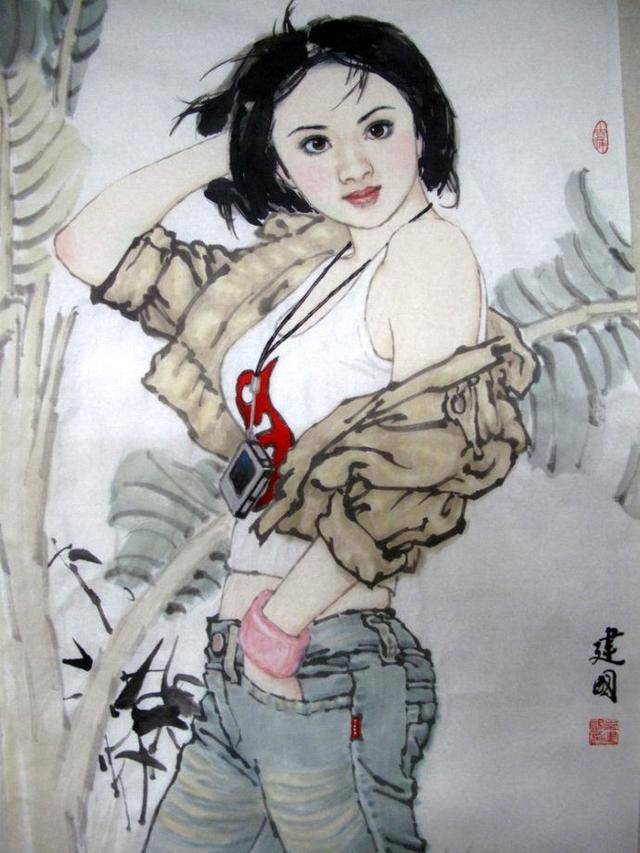 论国画的发展方向,中国名画里的女性美,人体水墨画中绝美女仙子