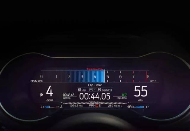 新福特 mustang    英寸全数字仪表盘-赛道模式显示界面