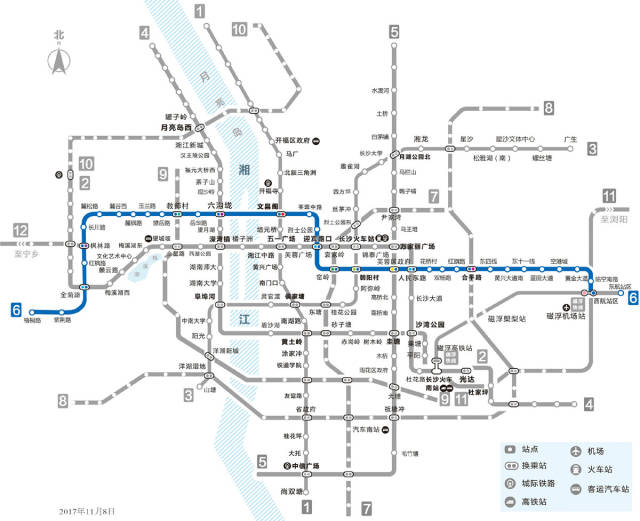 长沙地铁6号线作为沿城市主客流走廊布置的骨干线路,是长沙市轨道