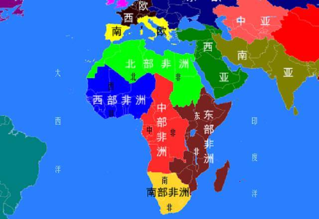 非洲的地理区域划分:北非,东非,中非,西非和南非五大地区