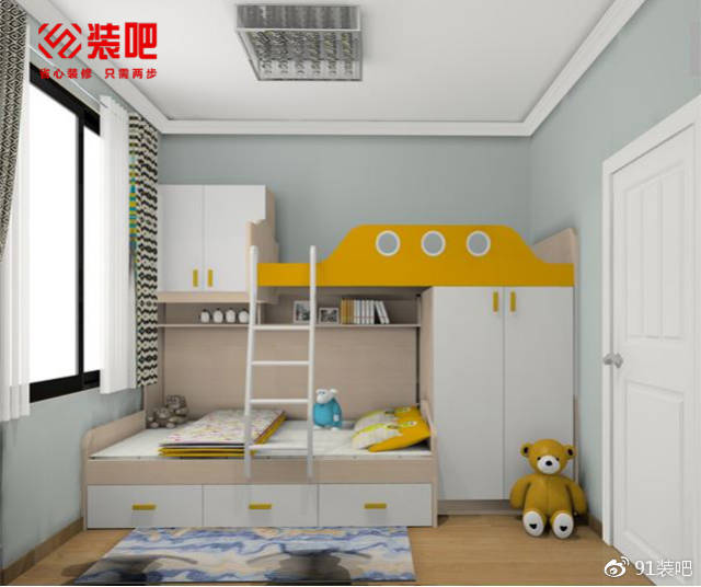 儿童房 ▲儿童房采用错层的上下床,节省空间