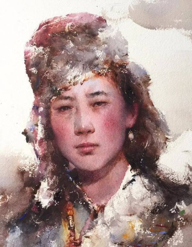 的厚重写实与水彩画灵动挥洒的绘画语言融汇贯通,作品体现了民族性