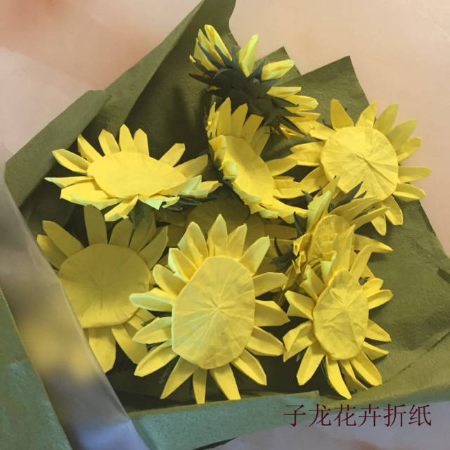 向日葵折纸 大朵花束 鲜花包装