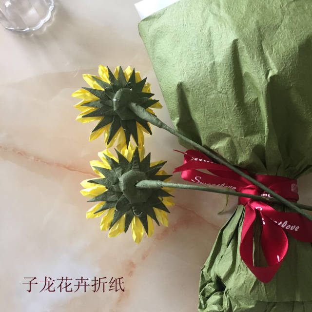 向日葵折纸 大朵花束 鲜花包装