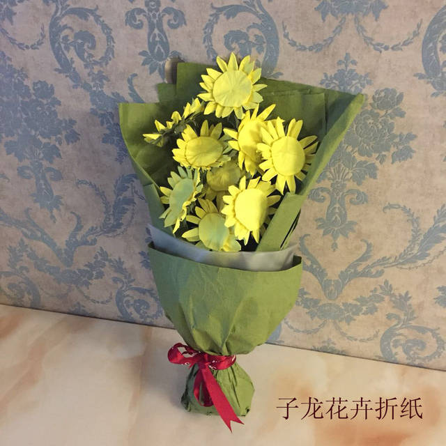 向日葵折纸 大朵花束 鲜花包装