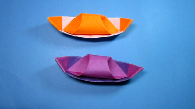 纸艺手工折纸小船,简单又漂亮纸船的新折法,diy手工制作视频教程.