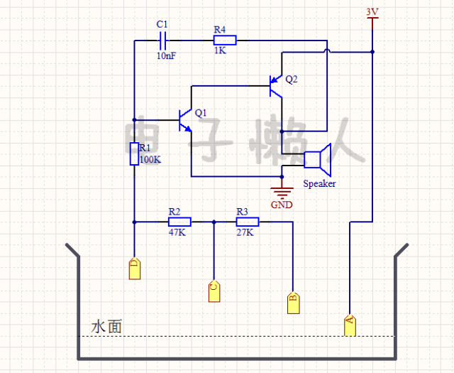 com/archives/128 电路图: 本例的水位报警器,可用于当水箱水满时