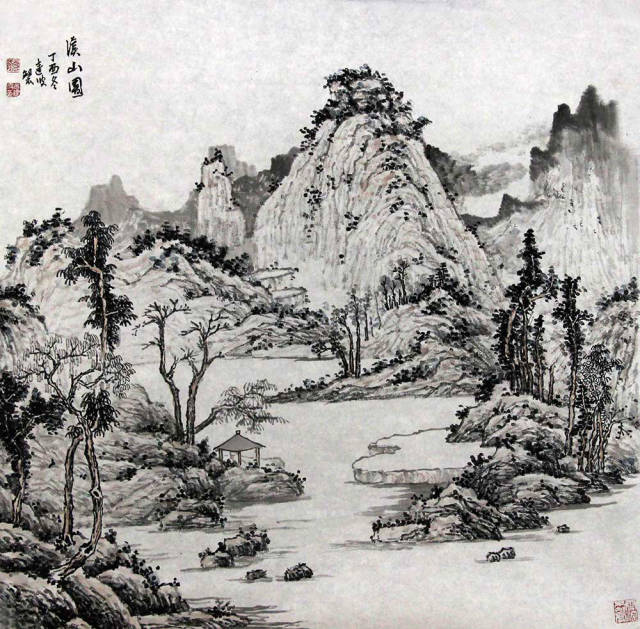 喜传统经典文化,擅长山水画,初师黄秋园先生,后学石涛,再而"四王","