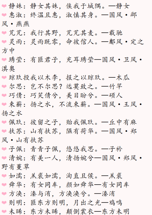 诗经取美名,好运伴一生,60个来自诗经中美好名字