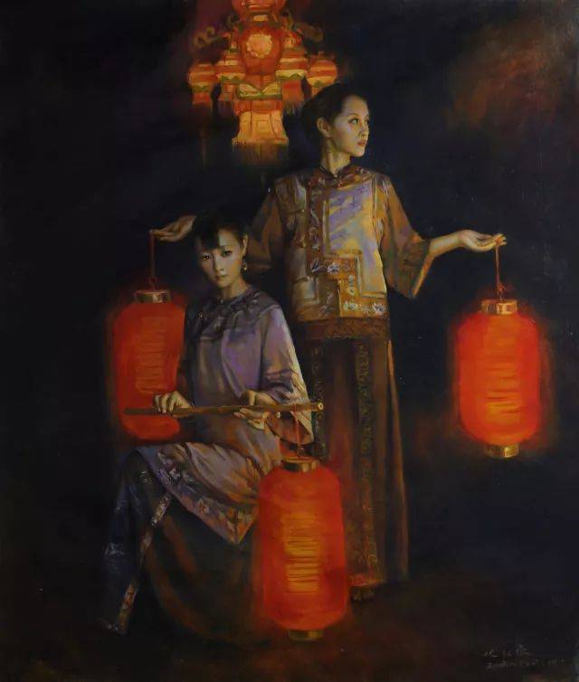 林权徽 《提灯笼的女人》 (布面油画)116x99cm