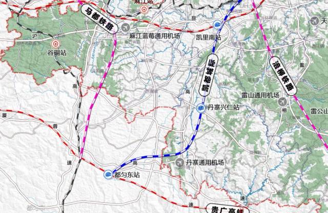 自制示意图《规划》中同时公布了 凯里都市经济圈轨道交通及航空